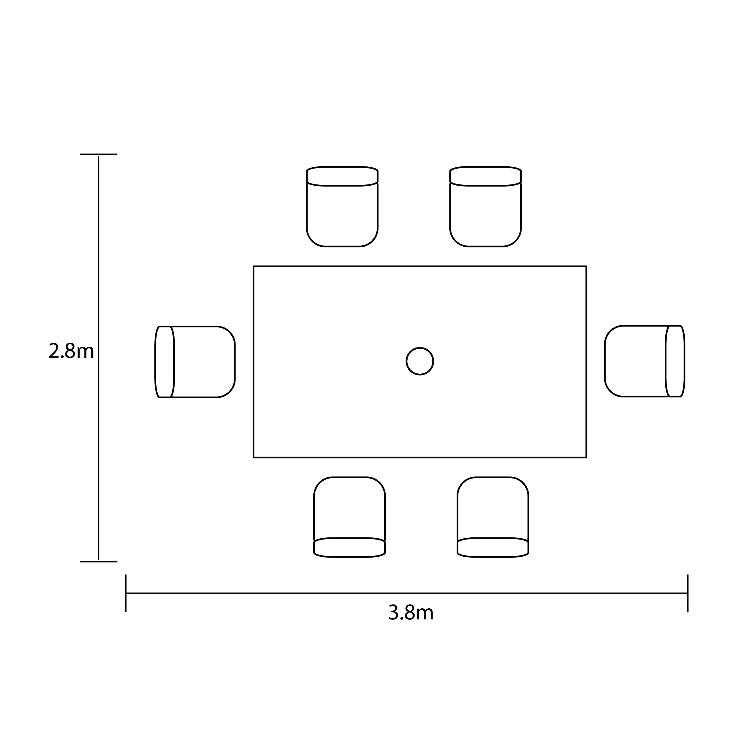 Arley 6 Seat Rectangular Dining Set footprint